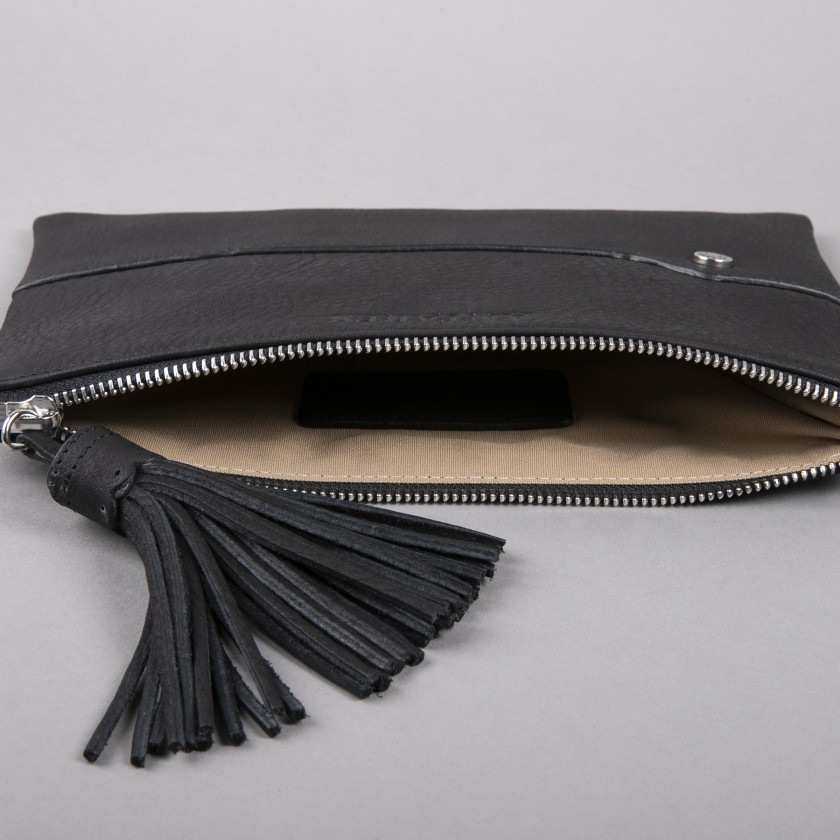 Leather clutch bag